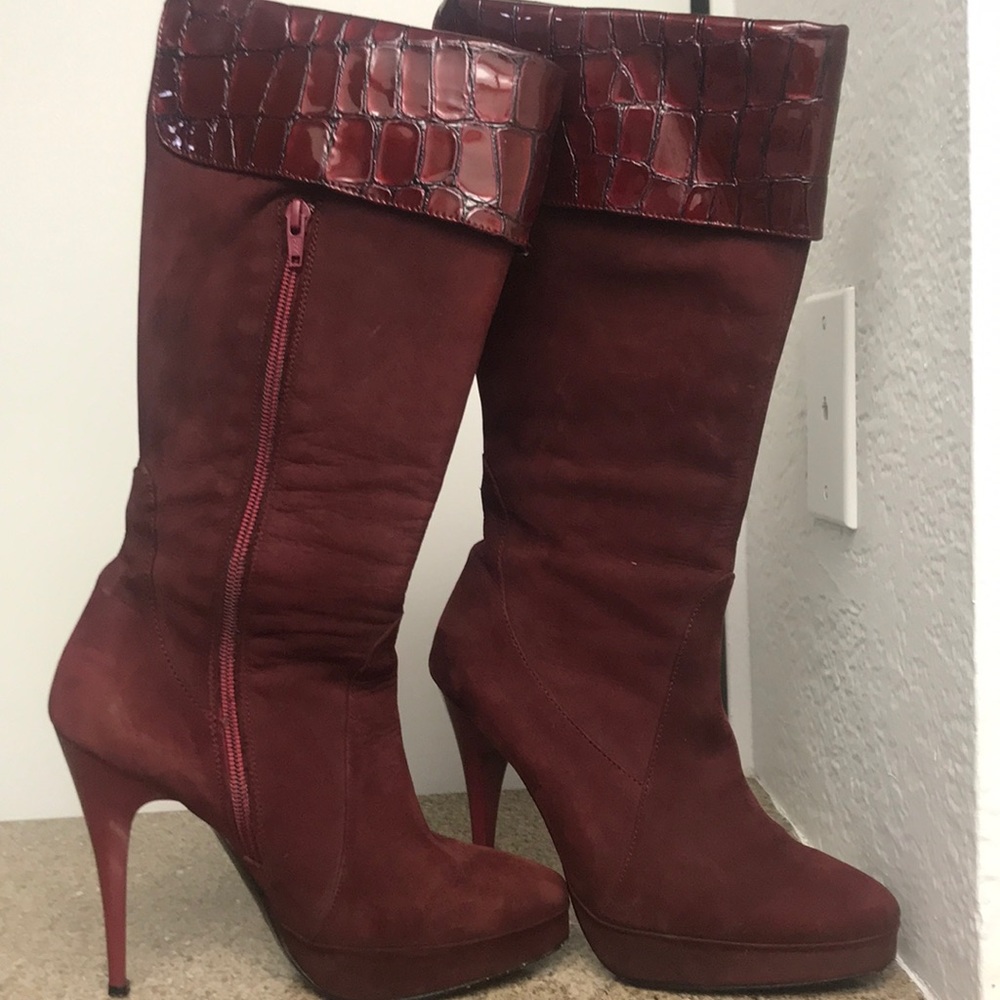 Burgundy one time worn boots